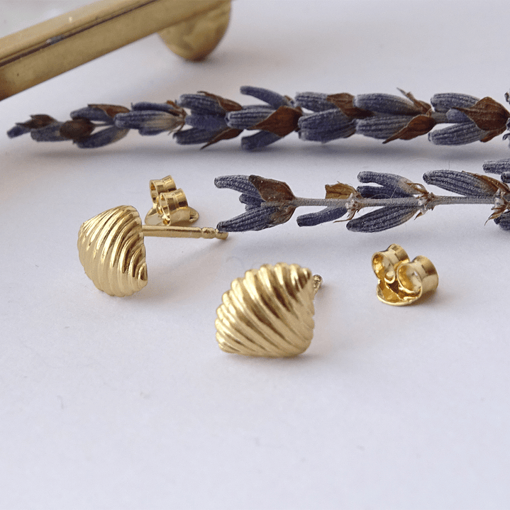 Aritos De Plata Con Baño de Oro Conchita de Mar 3