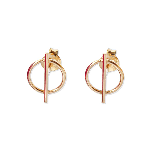 Aritos De Plata Con Baño de Oro Mini Circulo Áureo Dorado
