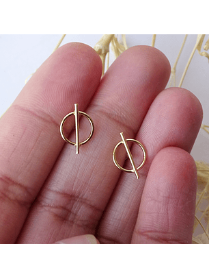 Aritos De Plata Con Baño de Oro Mini Circulo Áureo Dorado