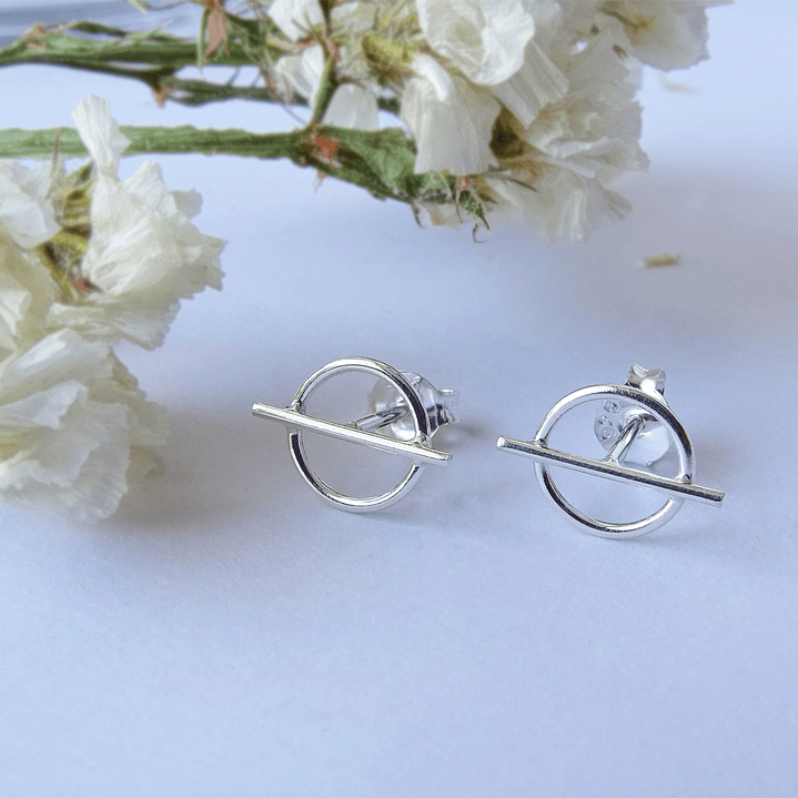 Aritos De Plata Ley 925 Mini Circulo Áureo Plateado 2