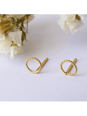 Aritos De Plata Con Baño de Oro Mini Rosca 