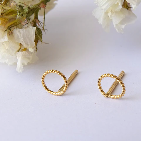 Aritos De Plata Con Baño de Oro Mini Rosca 