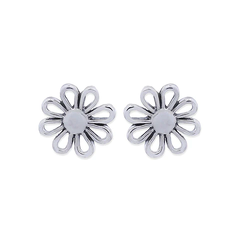 Aritos De Plata Ley 925 Margarita Plateada