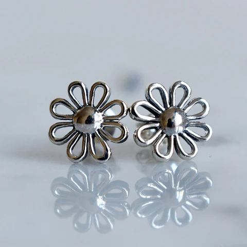 Aritos De Plata Ley 925 Margarita Plateada