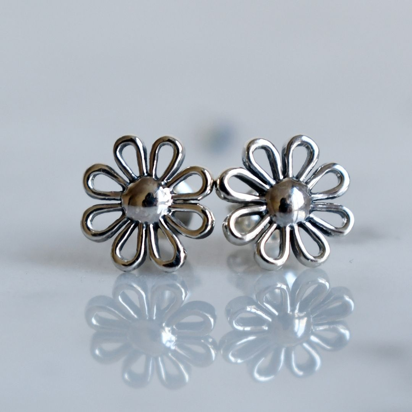 Aritos De Plata Ley 925 Margarita Plateada 2