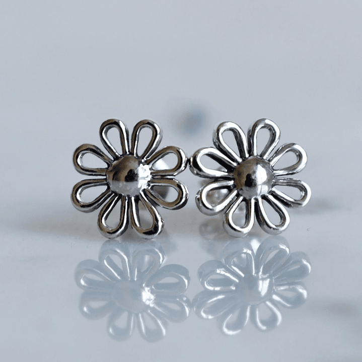 Aritos De Plata Ley 925 Margarita Plateada 2