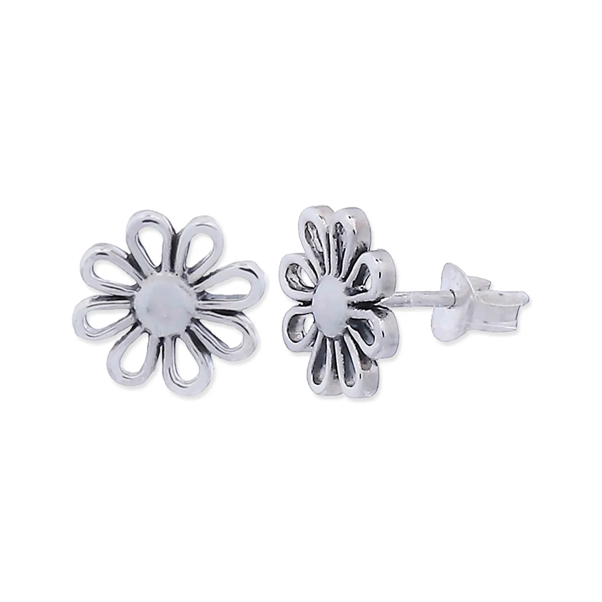 Aritos De Plata Ley 925 Margarita Plateada 3