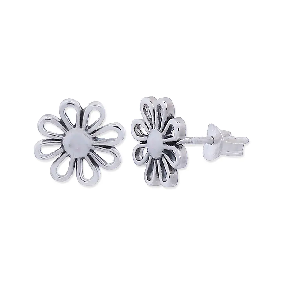 Aritos De Plata Ley 925 Margarita Plateada 3