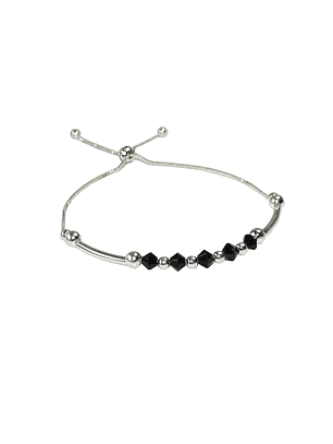 Pulsera De Plata 925 Ajustable Cristales Dark/Rose/Brillante