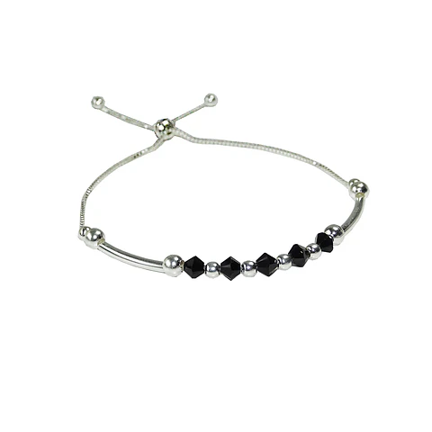 Pulsera De Plata 925 Ajustable Cristales Dark/Rose/Brillante