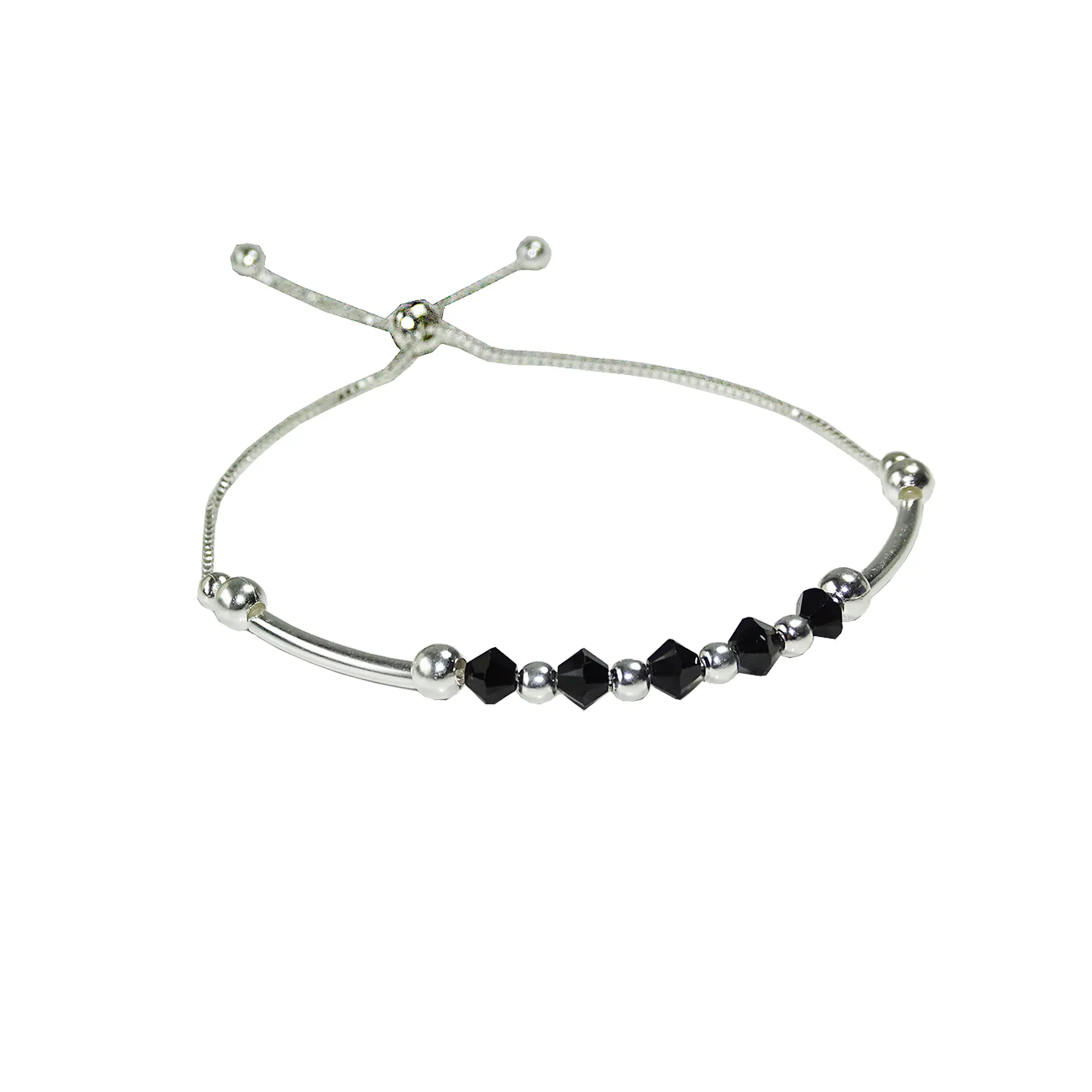 Pulsera De Plata 925 Ajustable Cristales Dark/Rose/Brillante 1
