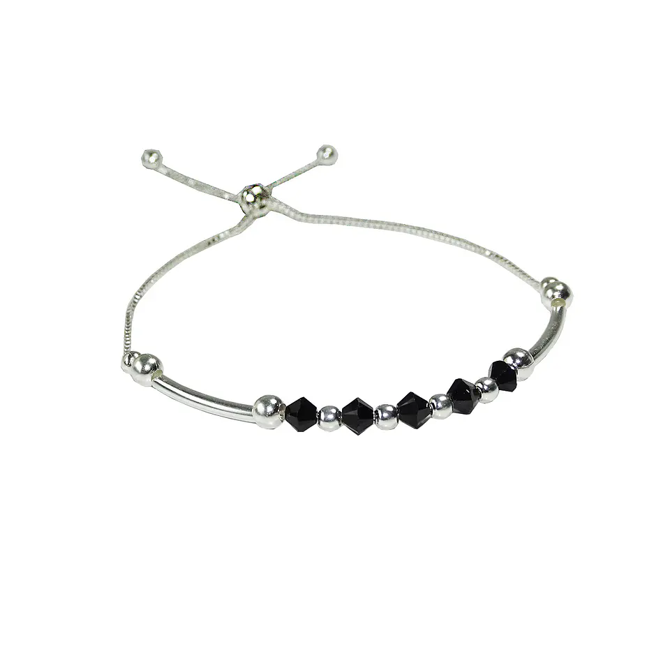 Pulsera De Plata 925 Ajustable Cristales Dark/Rose/Brillante 1