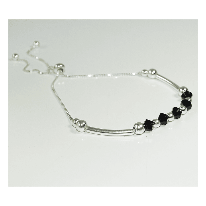 Pulsera De Plata 925 Ajustable Cristales Dark/Rose/Brillante 4