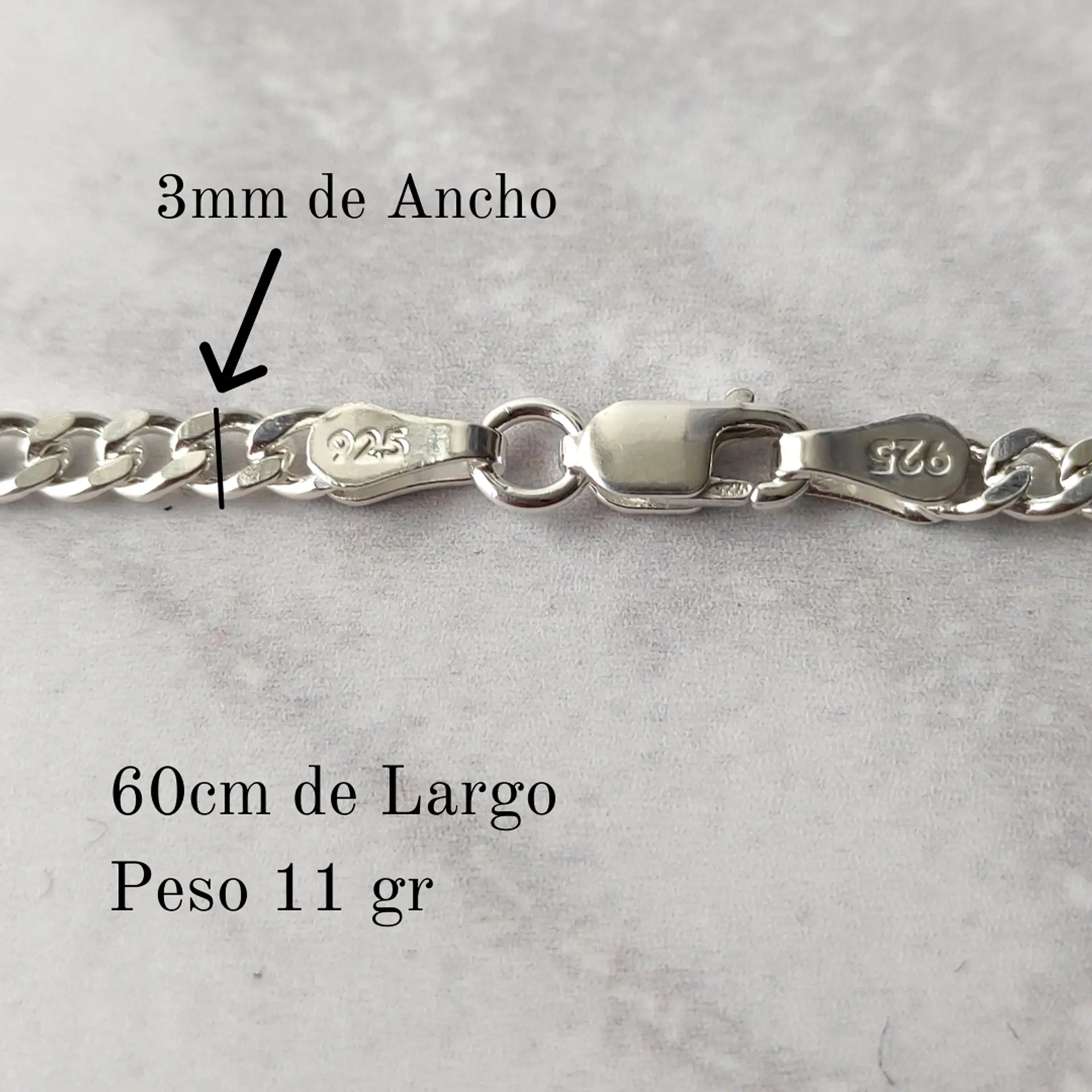 Cadena De Plata 925 Grumet 60cm 2