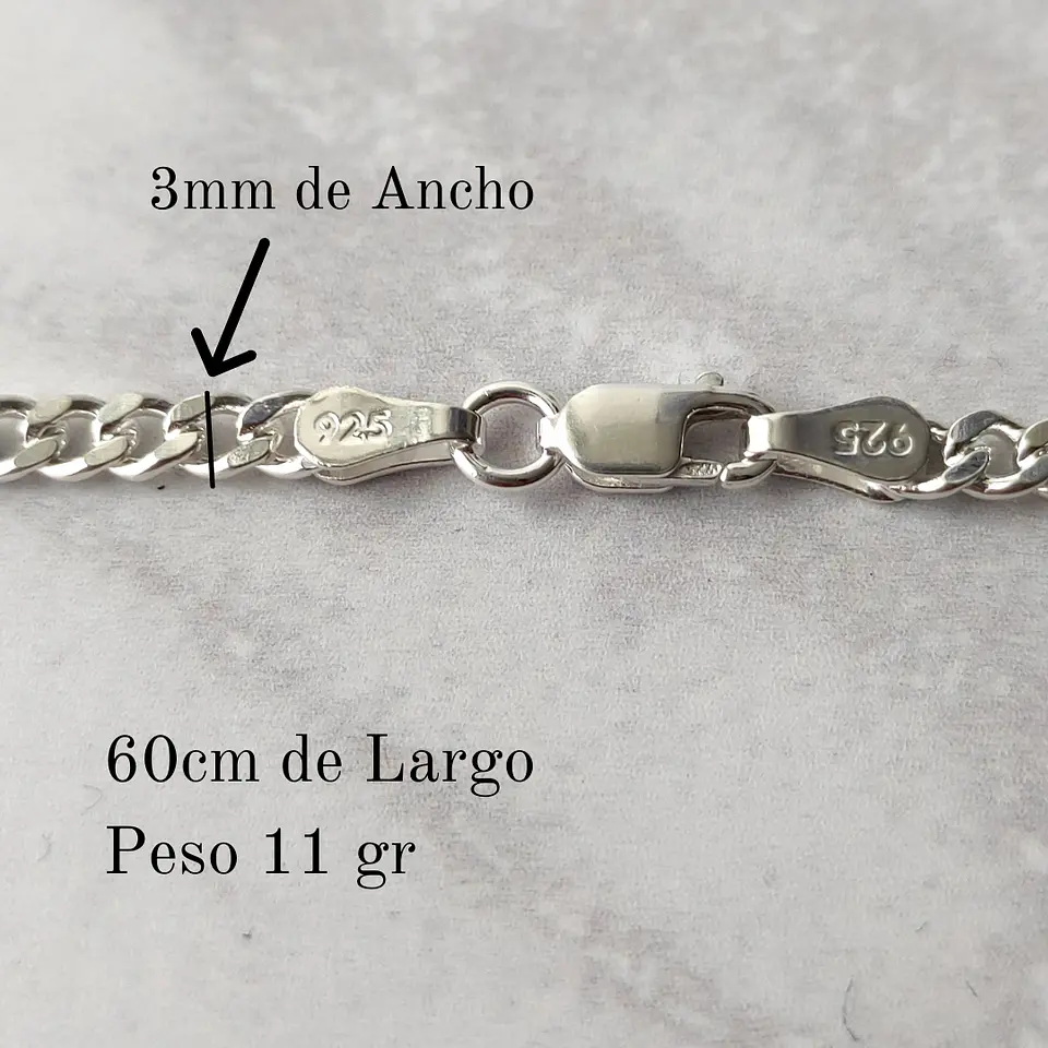Cadena De Plata 925 Grumet 60cm 2