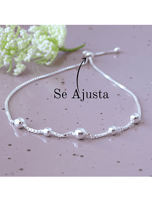 Pulsera De Plata Ley 925 Ajustable de Puntos 