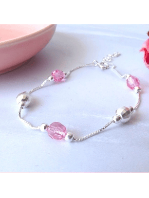 Pulsera De Plata 925 Puntos y Cristales Rosa/Azul/Violeta/Brillante