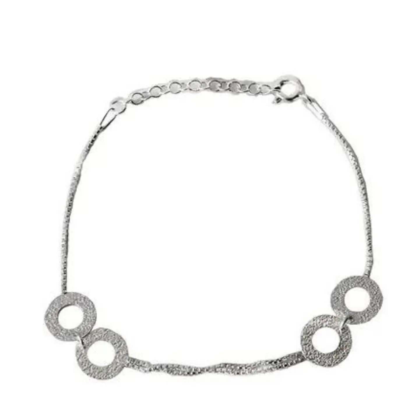 Conjunto Pulsera y Aros Largos con Circulos Satinados 2