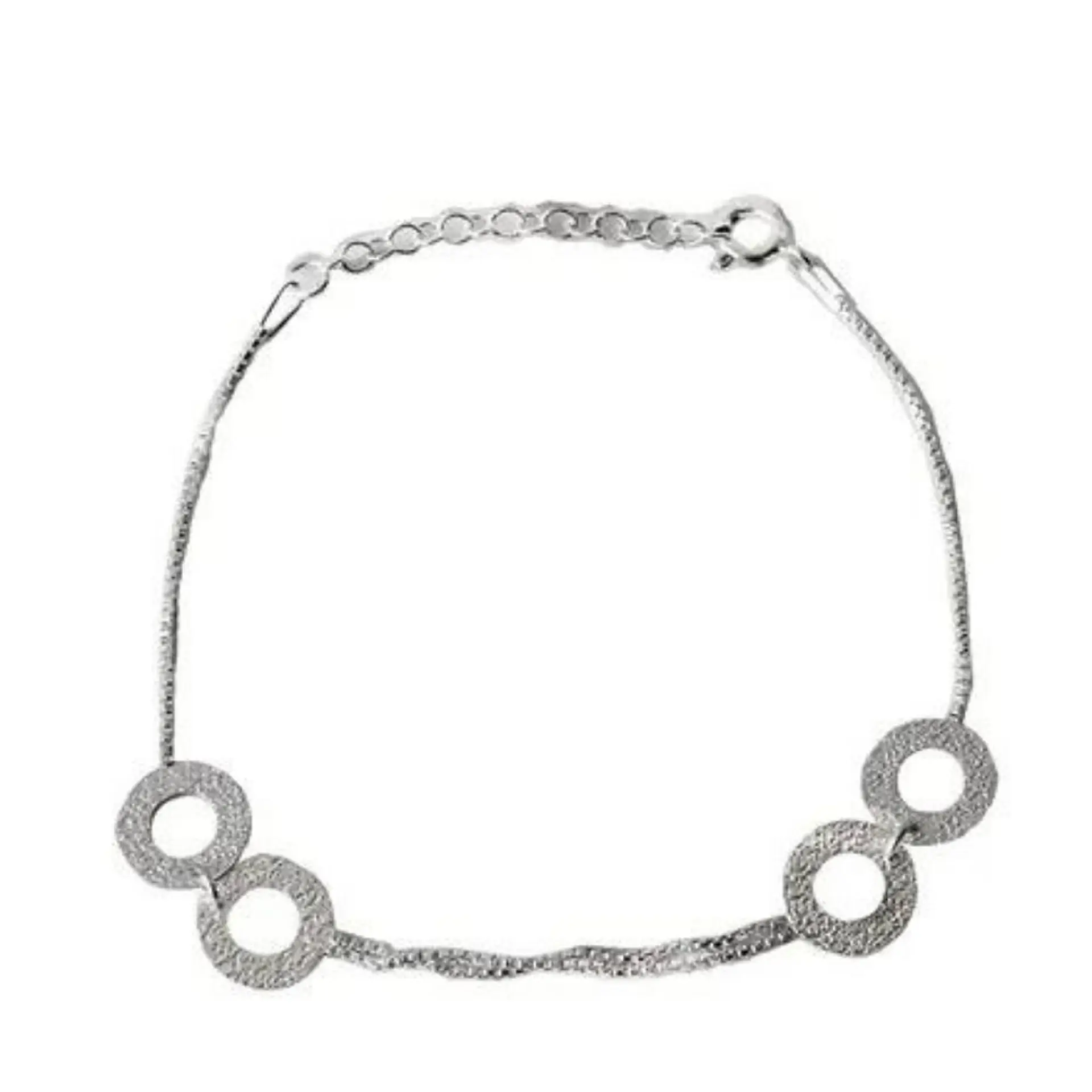 Conjunto Pulsera y Aros Largos con Circulos Satinados 2