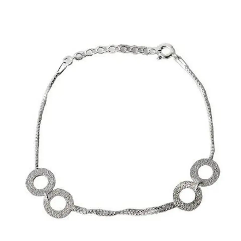 Conjunto Pulsera y Aros Largos con Circulos Satinados 2