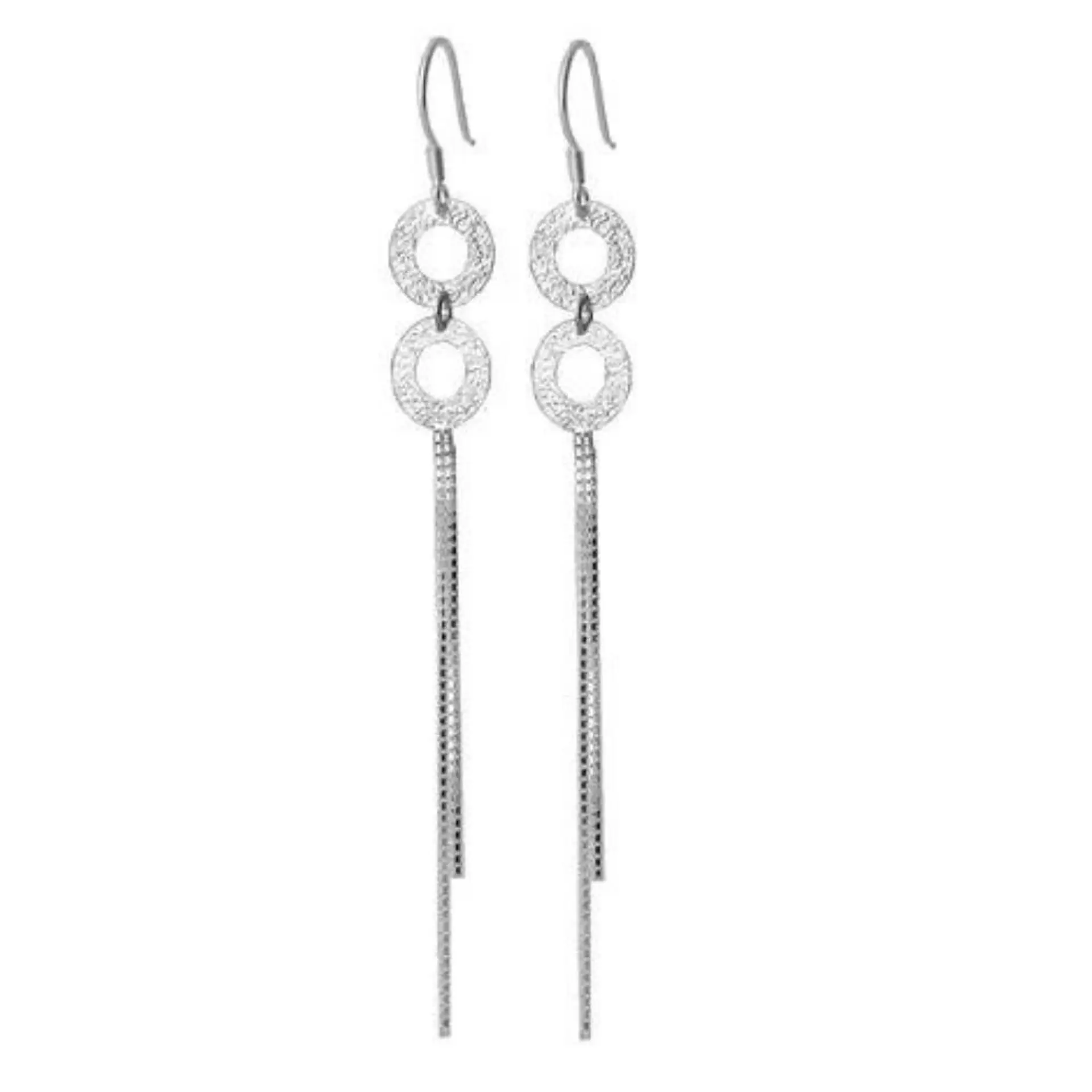 Conjunto Pulsera y Aros Largos con Circulos Satinados 3