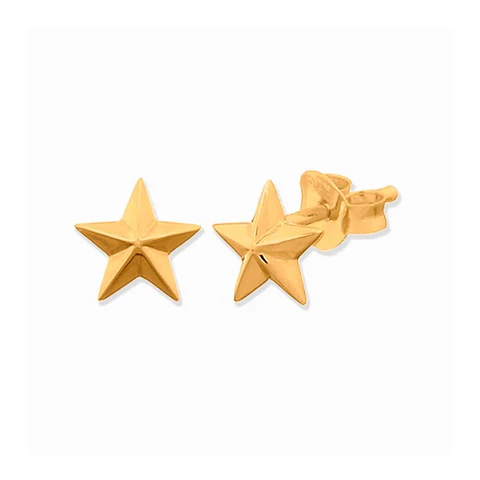 Aritos De Plata Con Baño de Oro Estrella Nautica