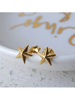 Aritos De Plata Con Baño de Oro Estrella Nautica