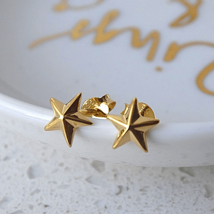 Aritos De Plata Con Baño de Oro Estrella Nautica 2