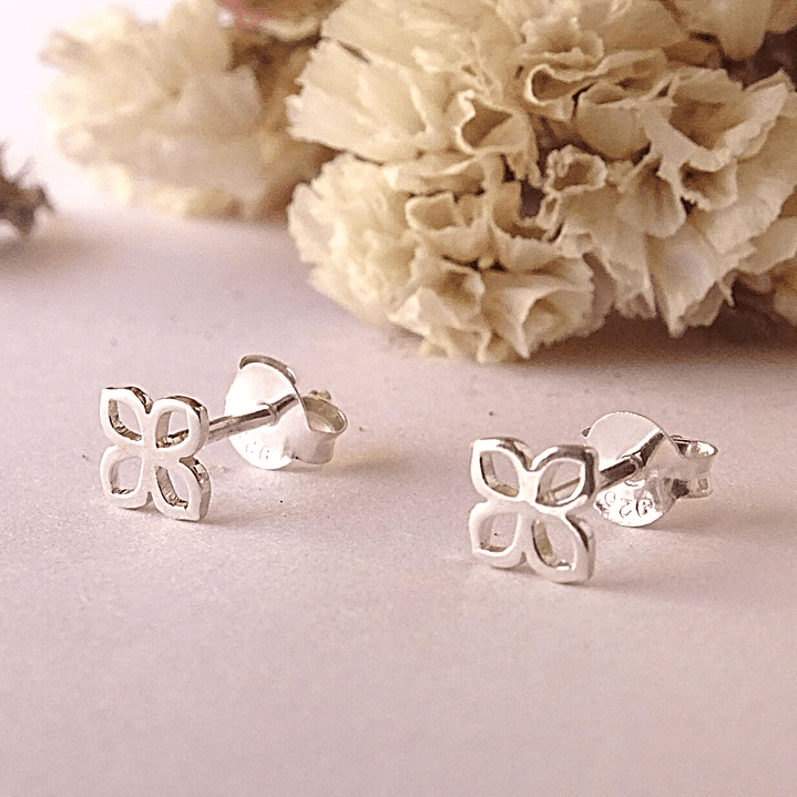 Aritos De Plata 925 Mini Trébol 2