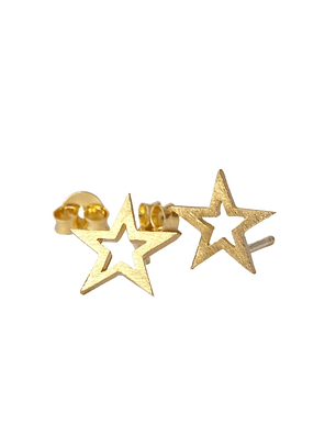 Aritos De Plata con baño de Oro Estrellas Abiertas