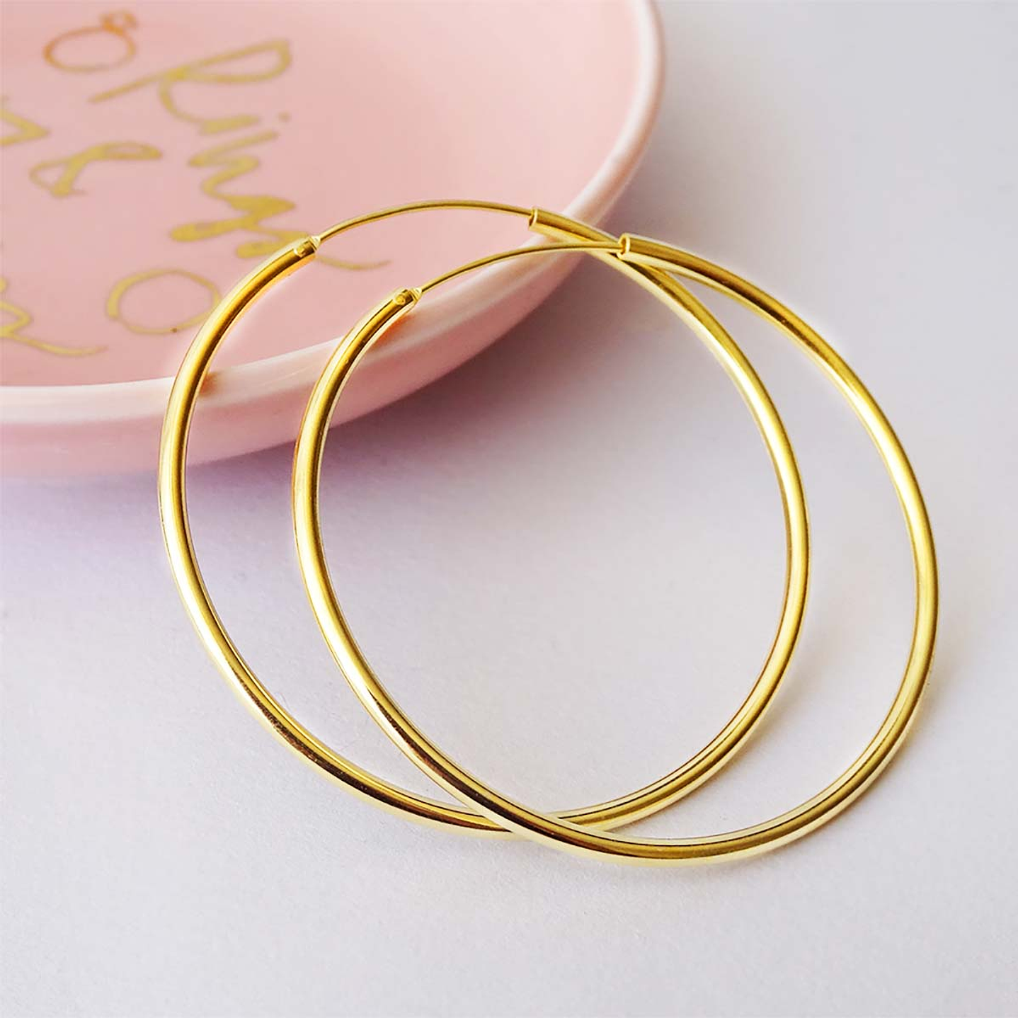 Aros De Plata 925 Con Baño De Oro Argollas 50mm 3