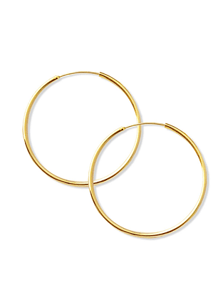 Aros De Plata 925 Con Baño De Oro Argollas 50mm