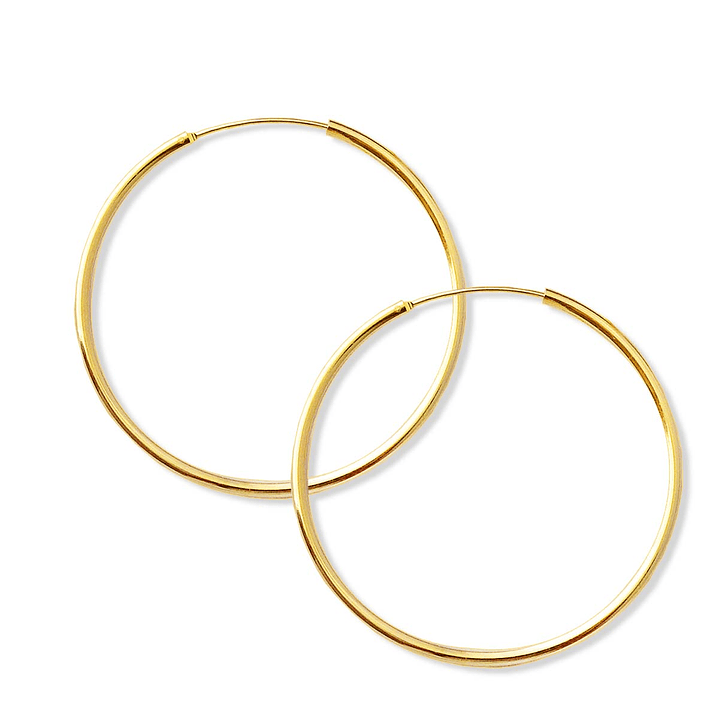 Aros De Plata 925 Con Baño De Oro Argollas 50mm 2