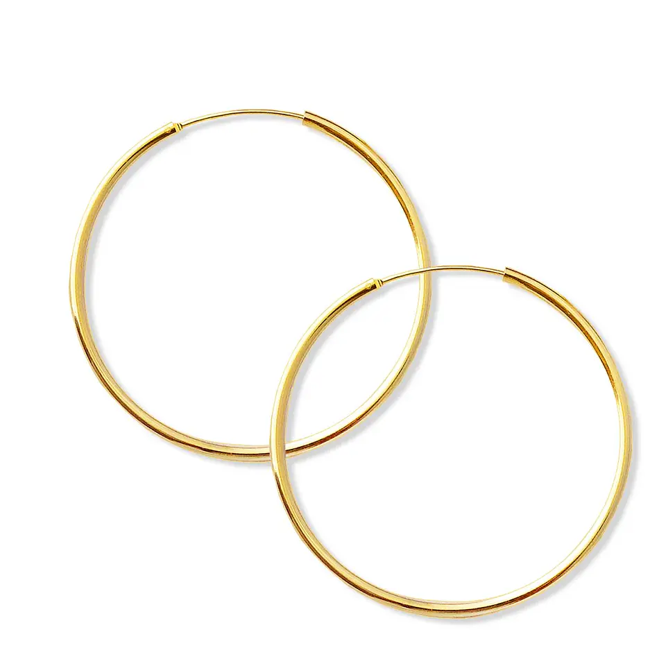 Aros De Plata 925 Con Baño De Oro Argollas 50mm 2