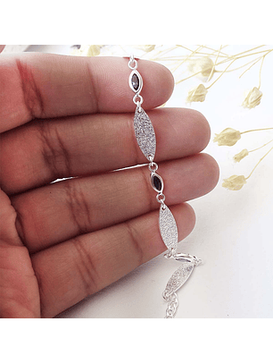 Pulsera De Plata Ley 925 Y Cristales Ana