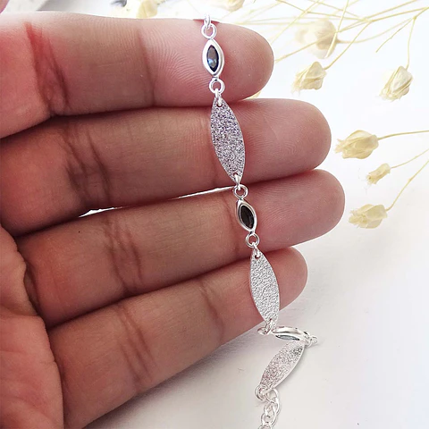 Pulsera De Plata Ley 925 Y Cristales Ana