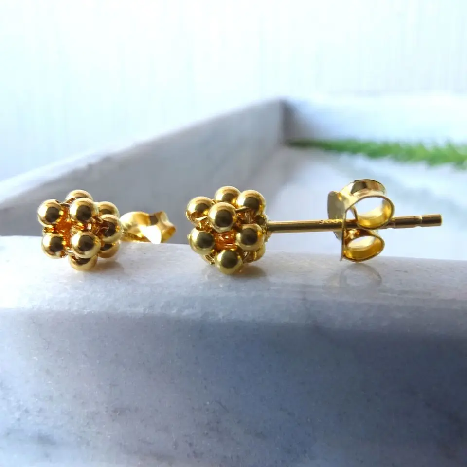 Aritos De Plata Con Baño de Oro Minipelotitas 4