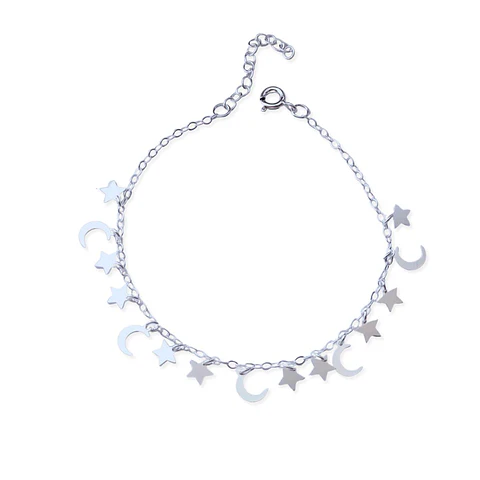 Pulseras De Plata 925 Luna y Estrellas