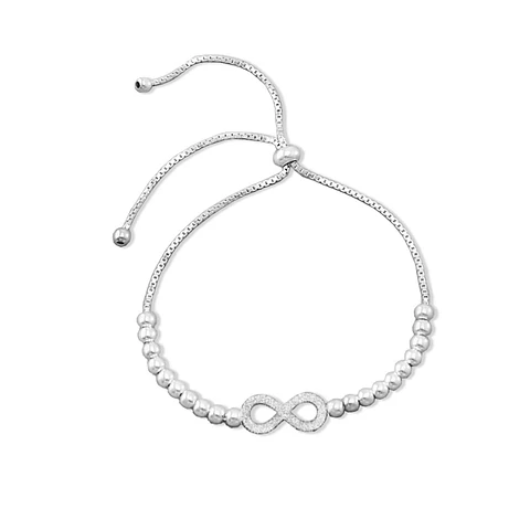 Pulsera De Plata 925 Ajustable Infinito