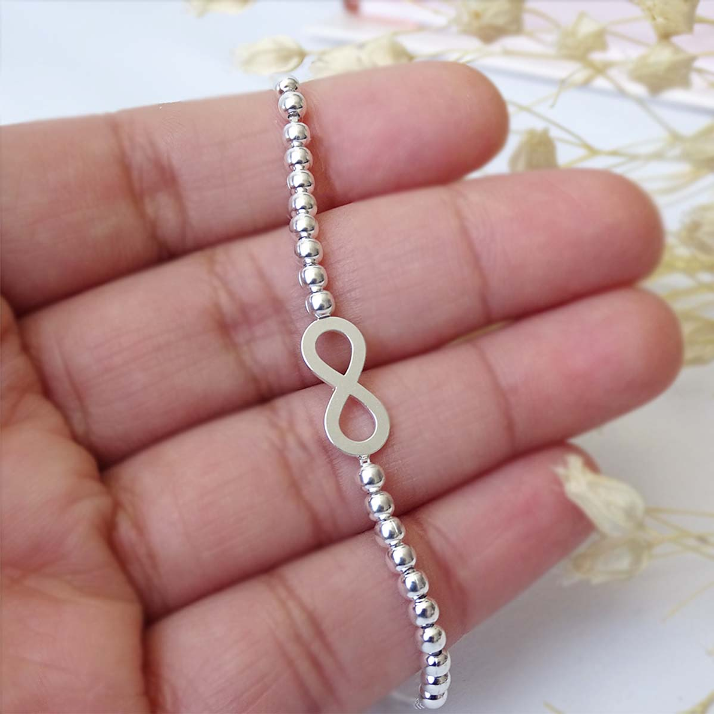 Pulsera De Plata 925 Ajustable Infinito 4
