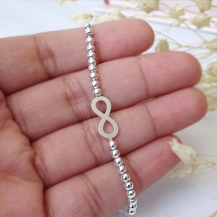 Pulsera De Plata 925 Ajustable Infinito 4