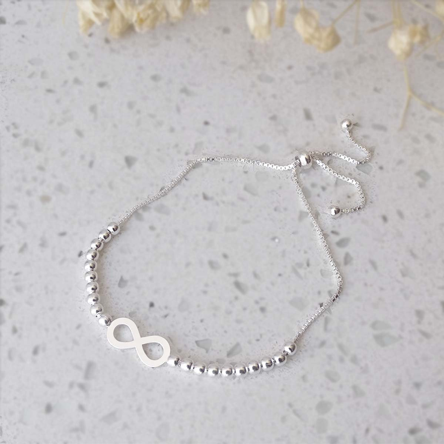Pulsera De Plata 925 Ajustable Infinito 3