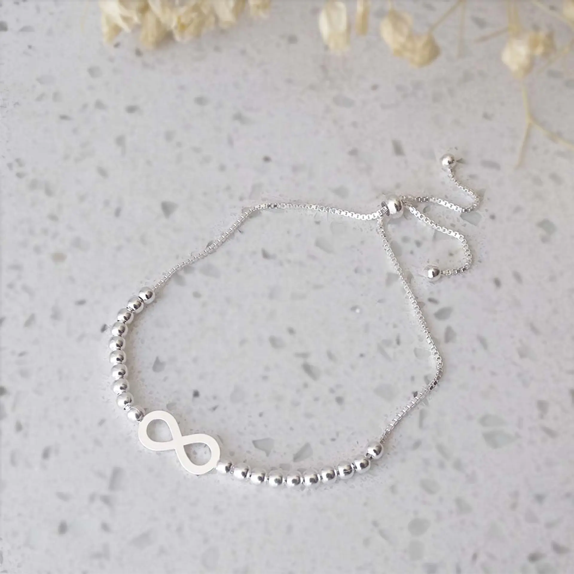 Pulsera De Plata 925 Ajustable Infinito 3