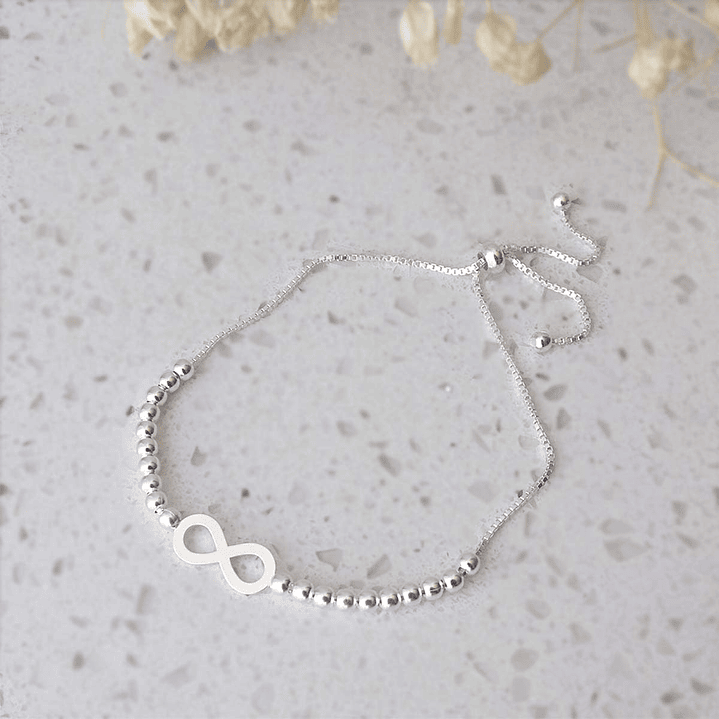 Pulsera De Plata 925 Ajustable Infinito 3