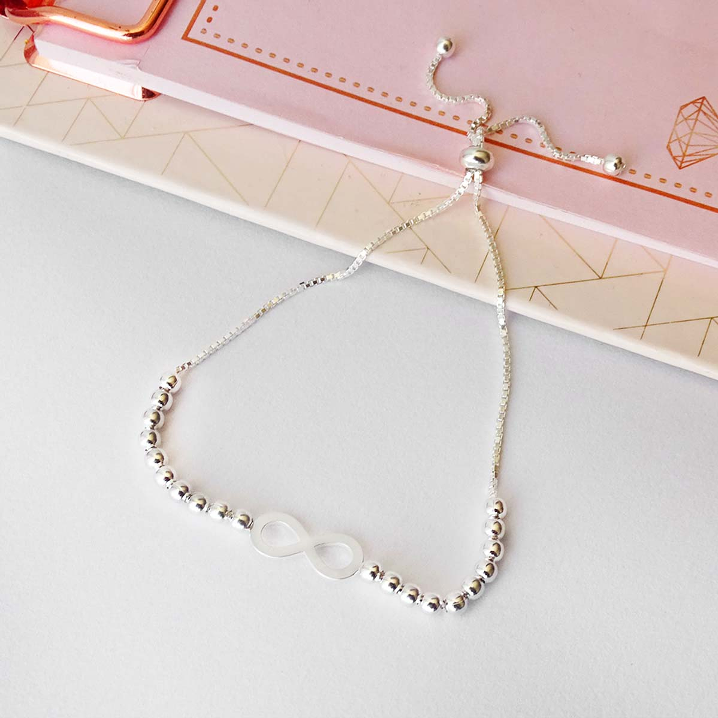 Pulsera De Plata 925 Ajustable Infinito 5