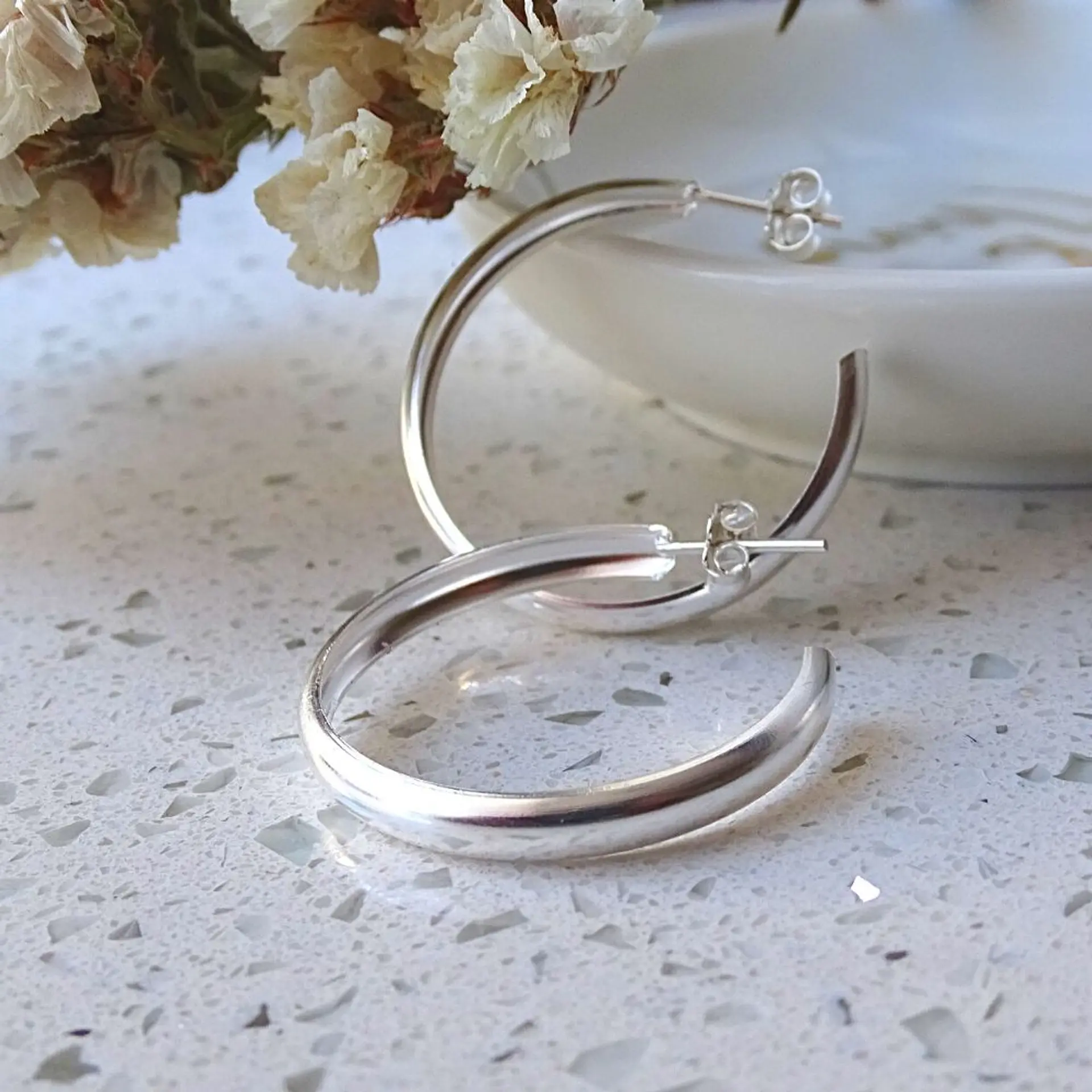 Aros De Plata 925 Argollas Lisa T 30mm   3