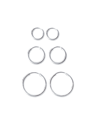 Aros De Plata 925  Set (3 Par) Argollas 10mm, 14mm Y 20mm Mabelita