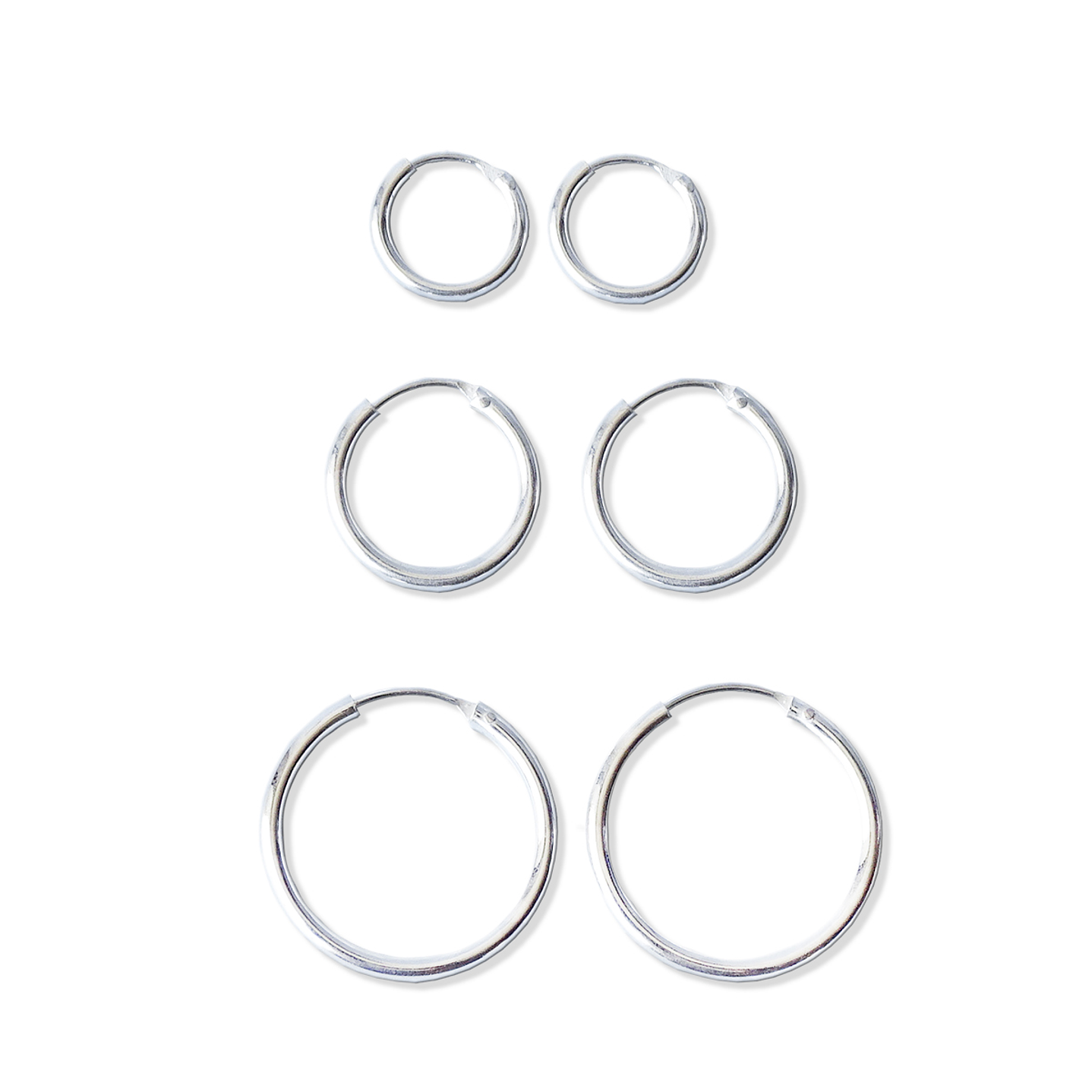 Aros De Plata 925  Set (3 Par) Argollas 10mm, 14mm Y 20mm Mabelita 1