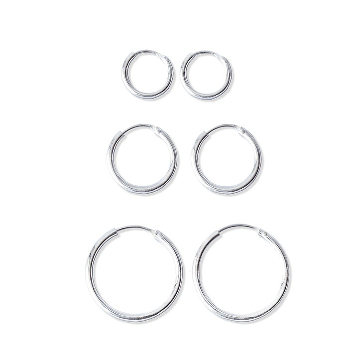 Aros De Plata 925  Set (3 Par) Argollas 10mm, 14mm Y 20mm Mabelita 1