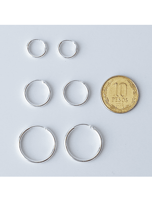 Aros De Plata 925  Set (3 Par) Argollas 10mm, 14mm Y 20mm Mabelita